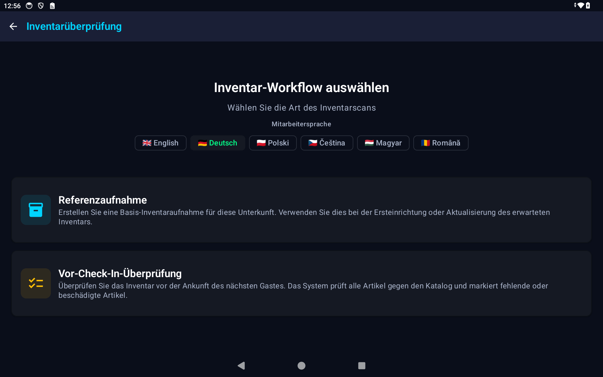 Aura — Inventarüberprüfung workflow on tablet